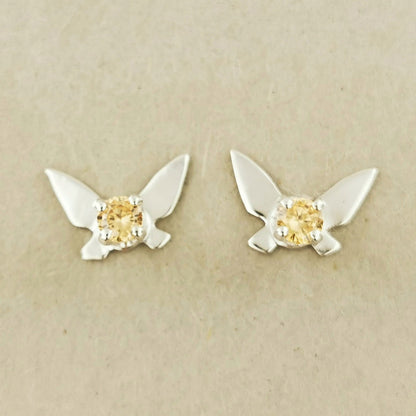Legend of Zelda Navi Fairy Earrings in Sterling Silver with Champagne CZ - Le Dragon Argenté - Bestseller - birthstone earrings - fairy earrings