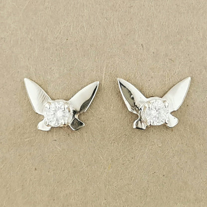 Legend of Zelda Navi Fairy Earrings in Sterling Silver with April CZ - Le Dragon Argenté - Bestseller - birthstone earrings - fairy earrings