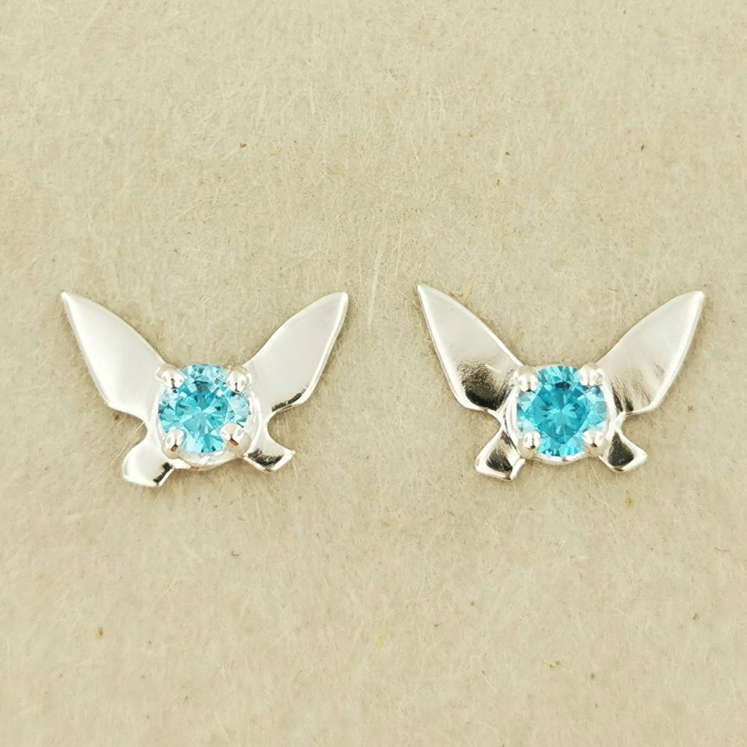 Legend of Zelda Navi Fairy Earrings in Sterling Silver with December CZ - Le Dragon Argenté - Bestseller - birthstone earrings - fairy earrings