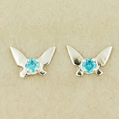 Legend of Zelda Navi Fairy Earrings in Sterling Silver with December CZ - Le Dragon Argenté - Bestseller - birthstone earrings - fairy earrings
