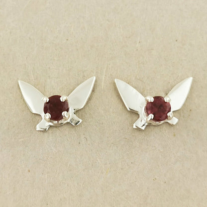 Legend of Zelda Navi Fairy Earrings in Sterling Silver with Ruby - Le Dragon Argenté - Bestseller - gemstone earrings - fairy earrings