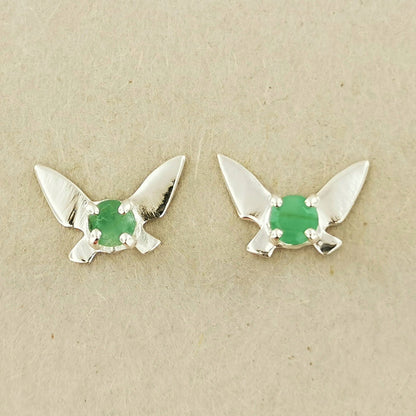 Legend of Zelda Navi Fairy Earrings in Sterling Silver with Emerlad - Le Dragon Argenté - Bestseller - gemstone earrings - fairy earrings