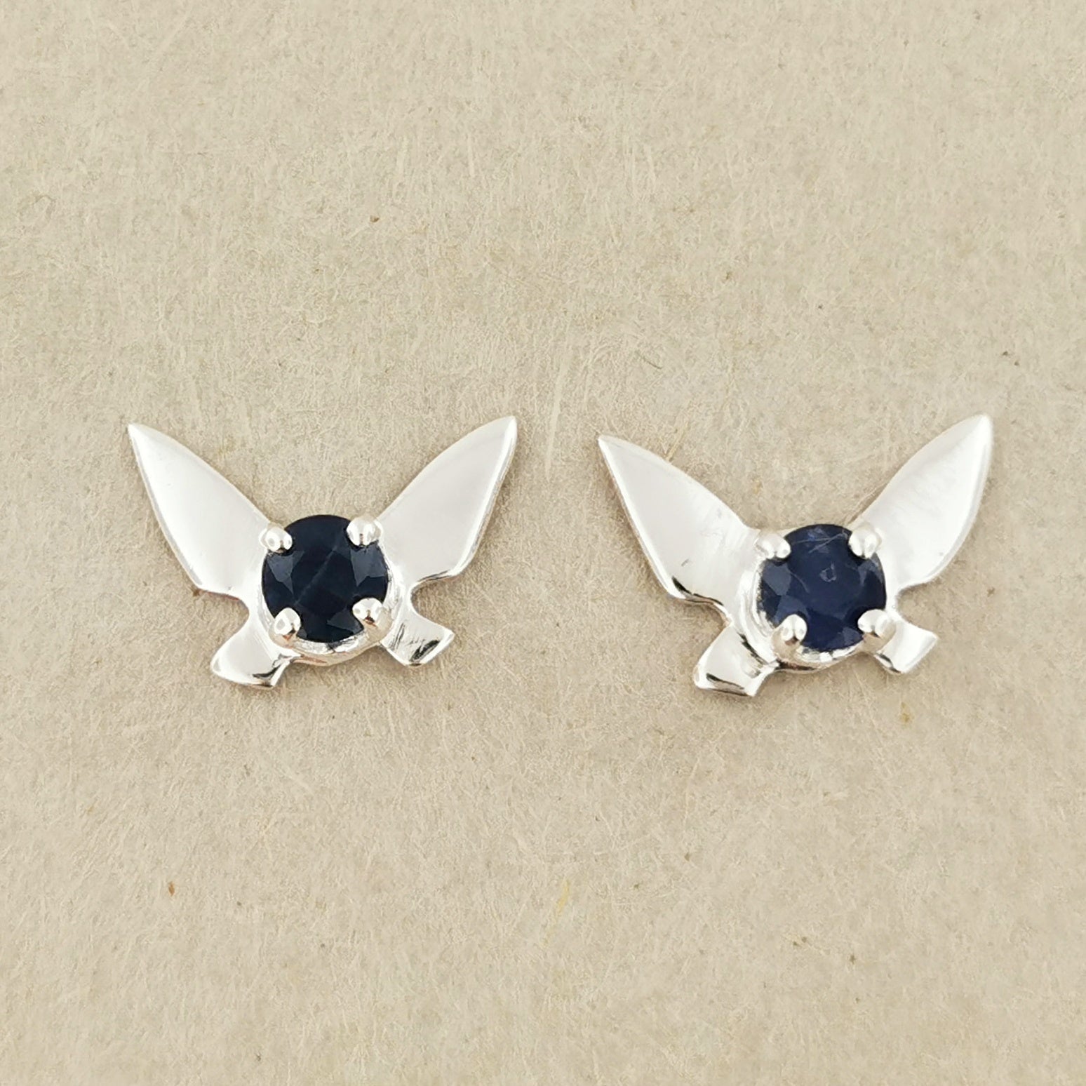 Legend of Zelda Navi Fairy Earrings in Sterling Silver with Sapphire - Le Dragon Argenté - Bestseller - gemstone earrings - fairy earrings