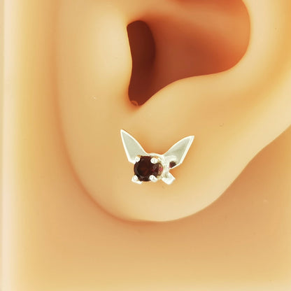 Legend of Zelda Navi Fairy Earrings in Sterling Silver On Earlobe - Le Dragon Argenté