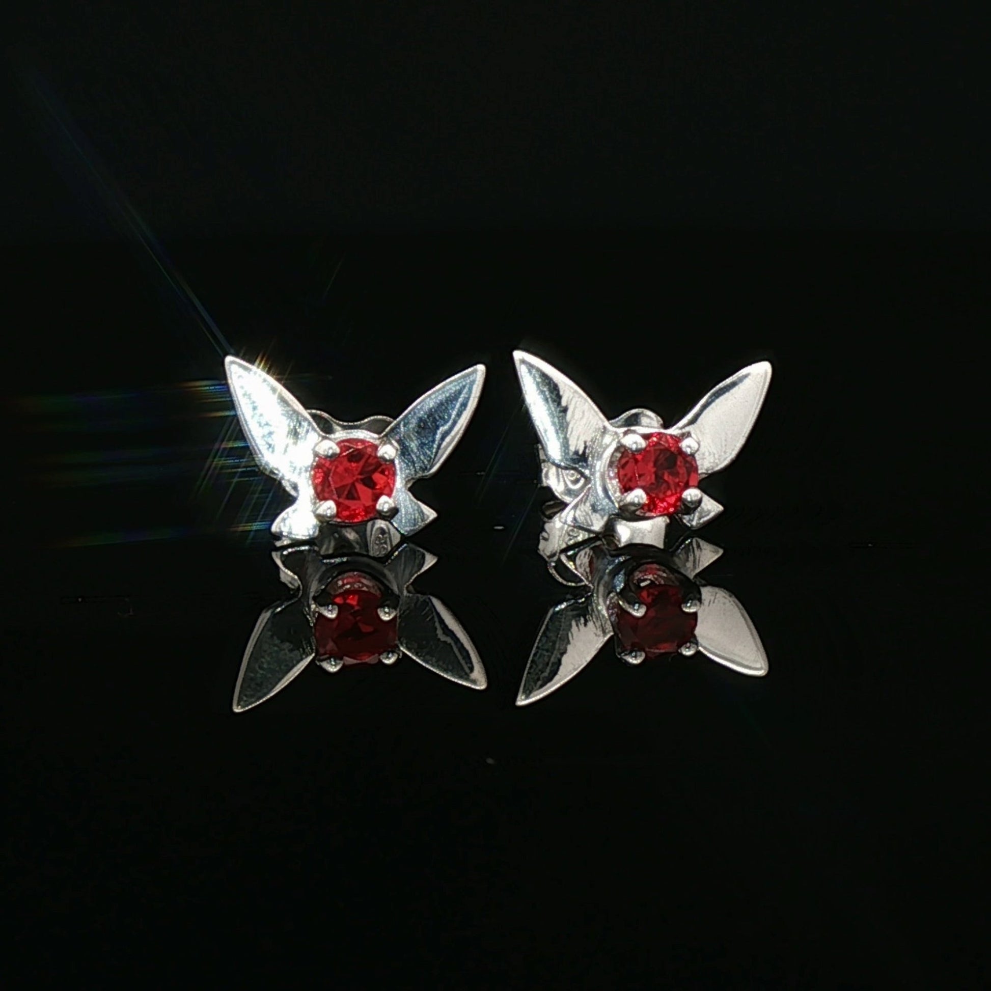 Legend of Zelda Navi Fairy Earrings in Sterling Silver with July CZ - Le Dragon Argenté - Bestseller - birthstone earrings - fairy earrings