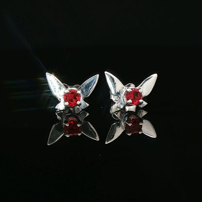 Legend of Zelda Navi Fairy Earrings in Sterling Silver with July CZ - Le Dragon Argenté - Bestseller - birthstone earrings - fairy earrings