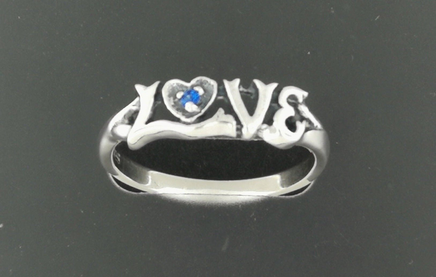 Love Ring in Sterling Silver with Gemstone Heart - Le Dragon Argenté