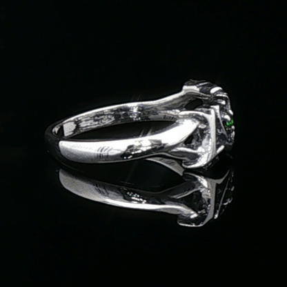 Love Ring in Sterling Silver with Gemstone Heart - Le Dragon Argenté