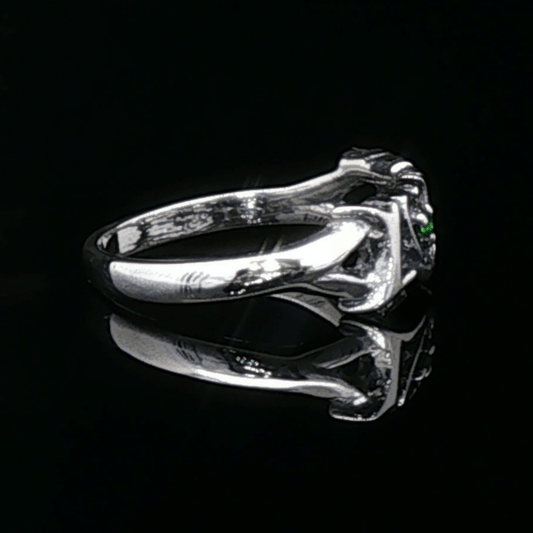 Love Ring in Sterling Silver with Gemstone Heart - Le Dragon Argenté