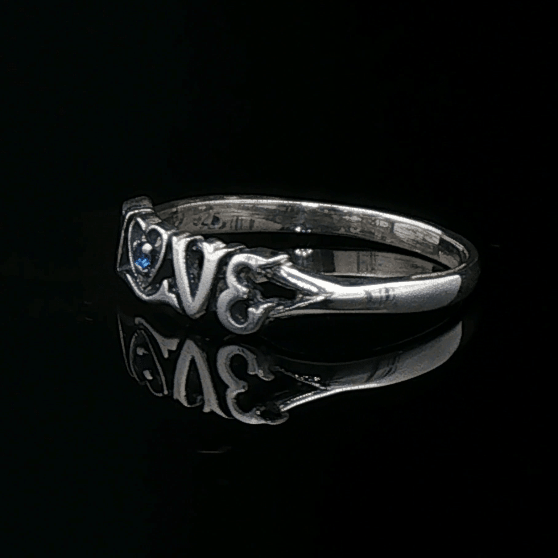 Love Ring in Sterling Silver with Gemstone Heart - Le Dragon Argenté