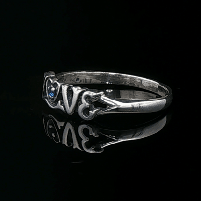 Love Ring in Sterling Silver with Gemstone Heart - Le Dragon Argenté