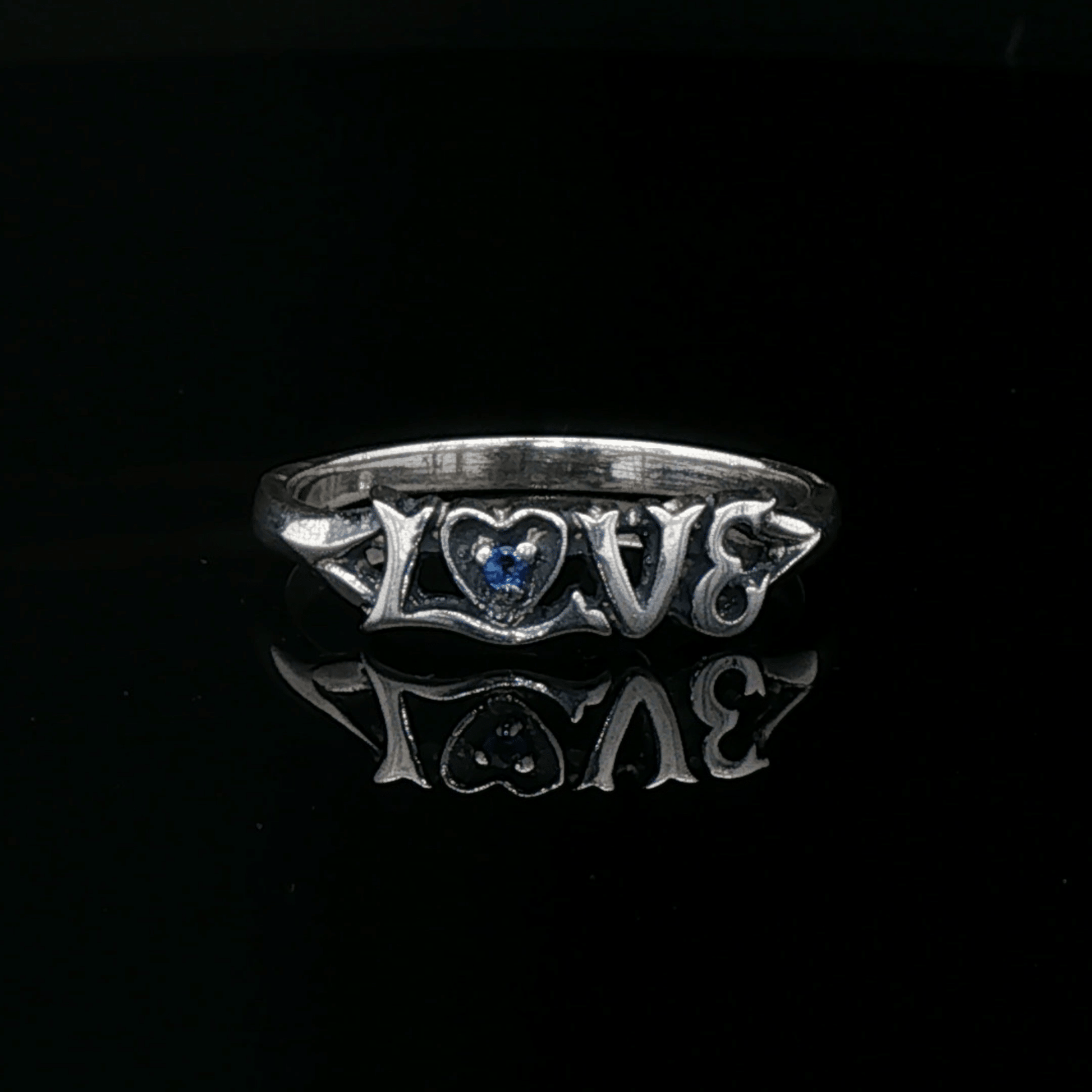 Love Ring in Sterling Silver with Gemstone Heart - Le Dragon Argenté