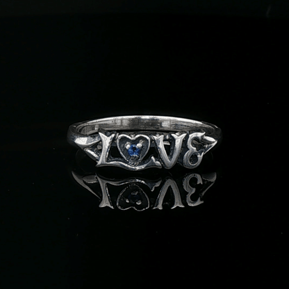 Love Ring in Sterling Silver with Gemstone Heart - Le Dragon Argenté