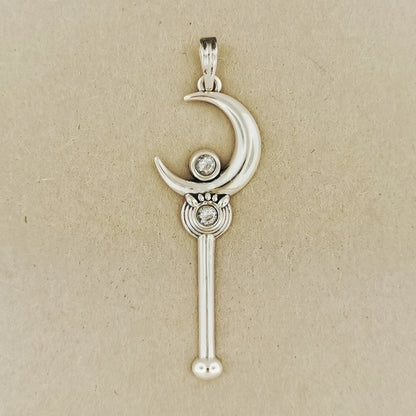 Crescent Moon Wand Pendant in Sterling Silver or Antique Bronze, Silver Anime Pendant, Sailor Moon Pendant, Silver Sailor Moon Pendant, Precious Metal Geek Jewelry, Moon Wand Pendant, Silver Moon Wand Pendant, Crescent Moon Wand, Sterling SIlver Crescent Moon Wand Pendant, Silver Anime Jewellery, Silver Anime Jewelry, Sterling Silver Sailor Moon Jewelry, Sterling Silver Sailor Moon Jewellery, Sailor Moon Cosplay Pendant