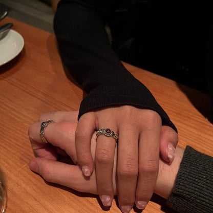 Matching Howl and Sophie Rings in Sterling Silver with Cabochon Gemstones - Le Dragon Argenté