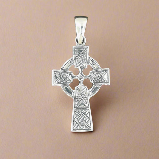 Medium Celtic Cross in Sterling Silver or Antique Bronze - Le Dragon Argenté