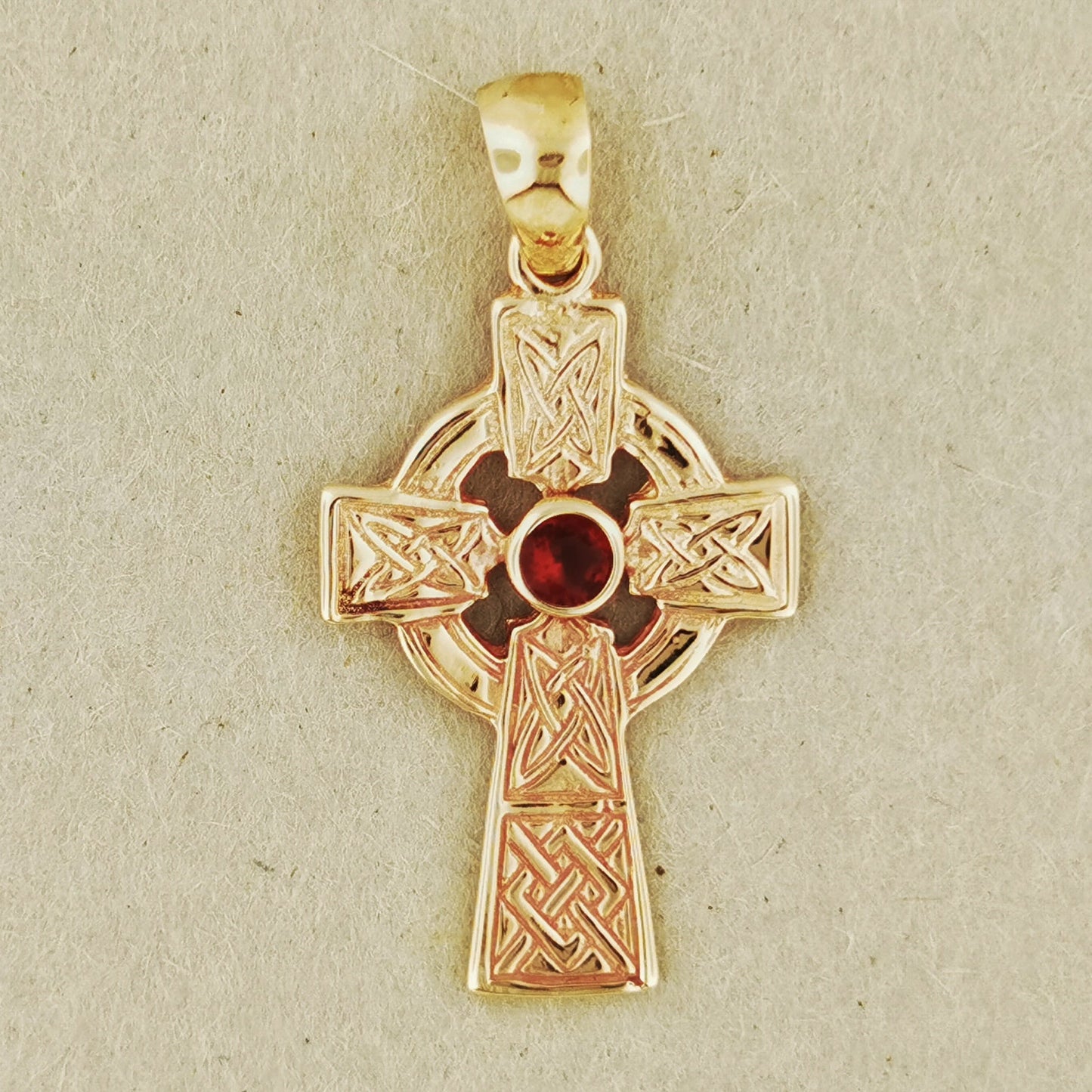 Medium Celtic Cross Pendant with Gemstone in Sterling Silver or Antique Bronze - Le Dragon Argenté