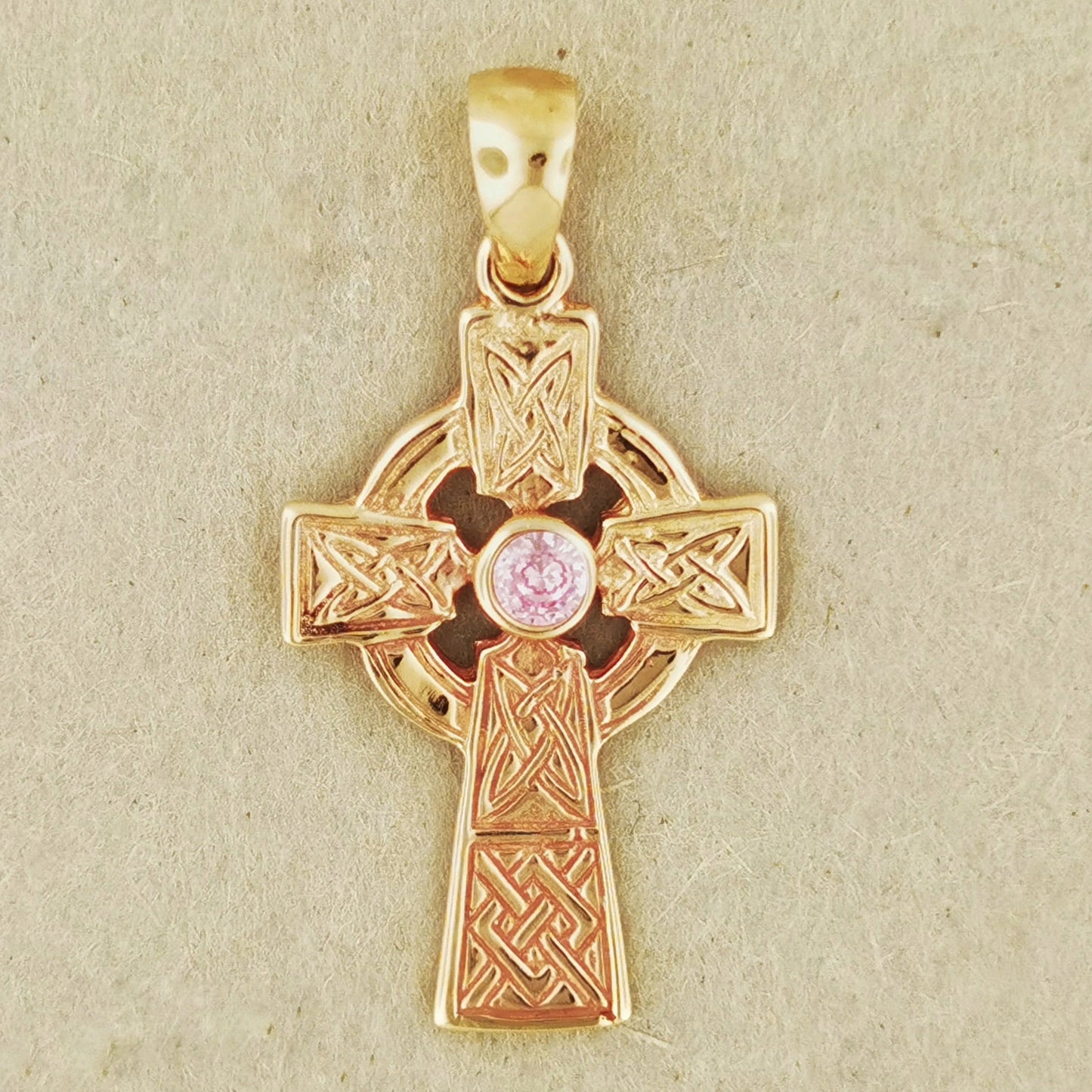 Medium Celtic Cross Pendant with Gemstone in Sterling Silver or Antique Bronze - Le Dragon Argenté