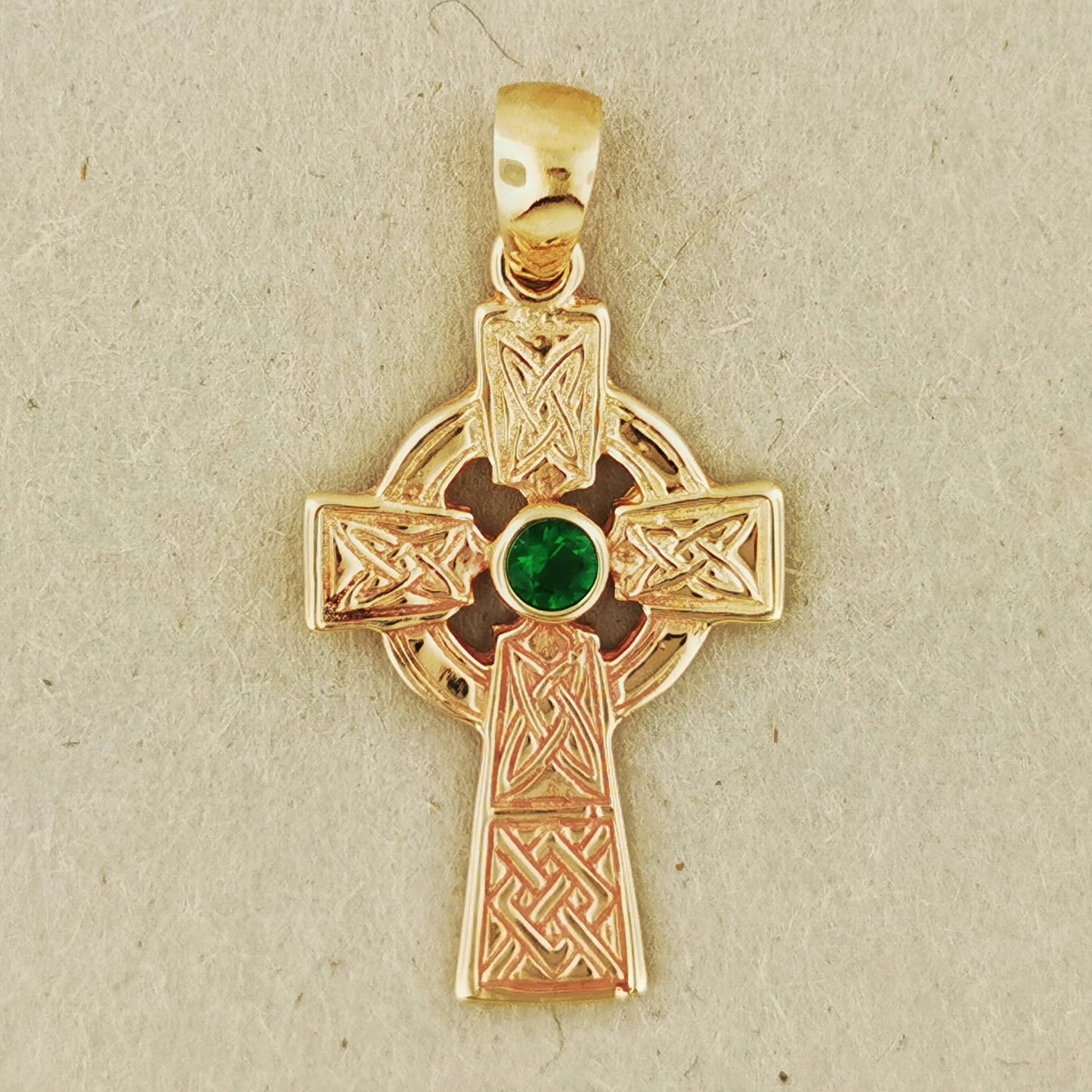 Medium Celtic Cross Pendant with Gemstone in Sterling Silver or Antique Bronze - Le Dragon Argenté