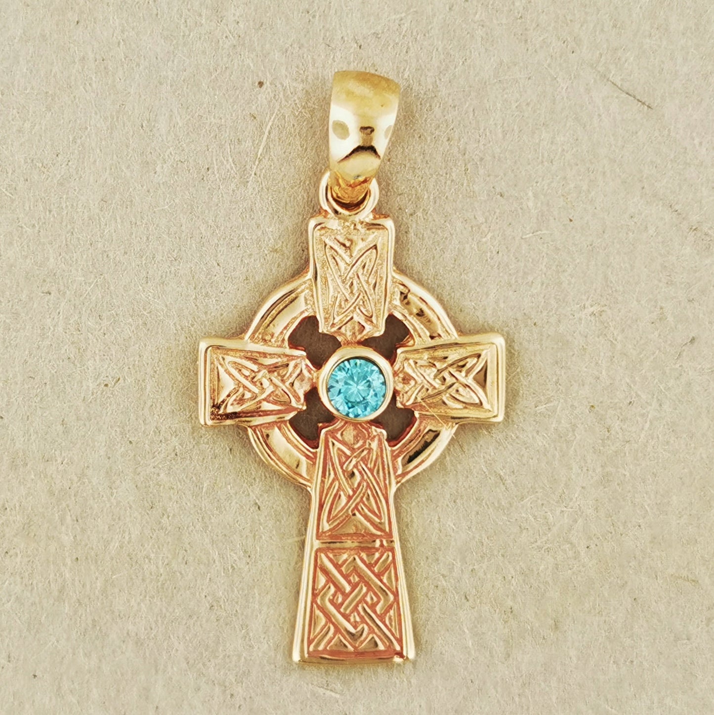 Medium Celtic Cross Pendant with Gemstone in Sterling Silver or Antique Bronze - Le Dragon Argenté