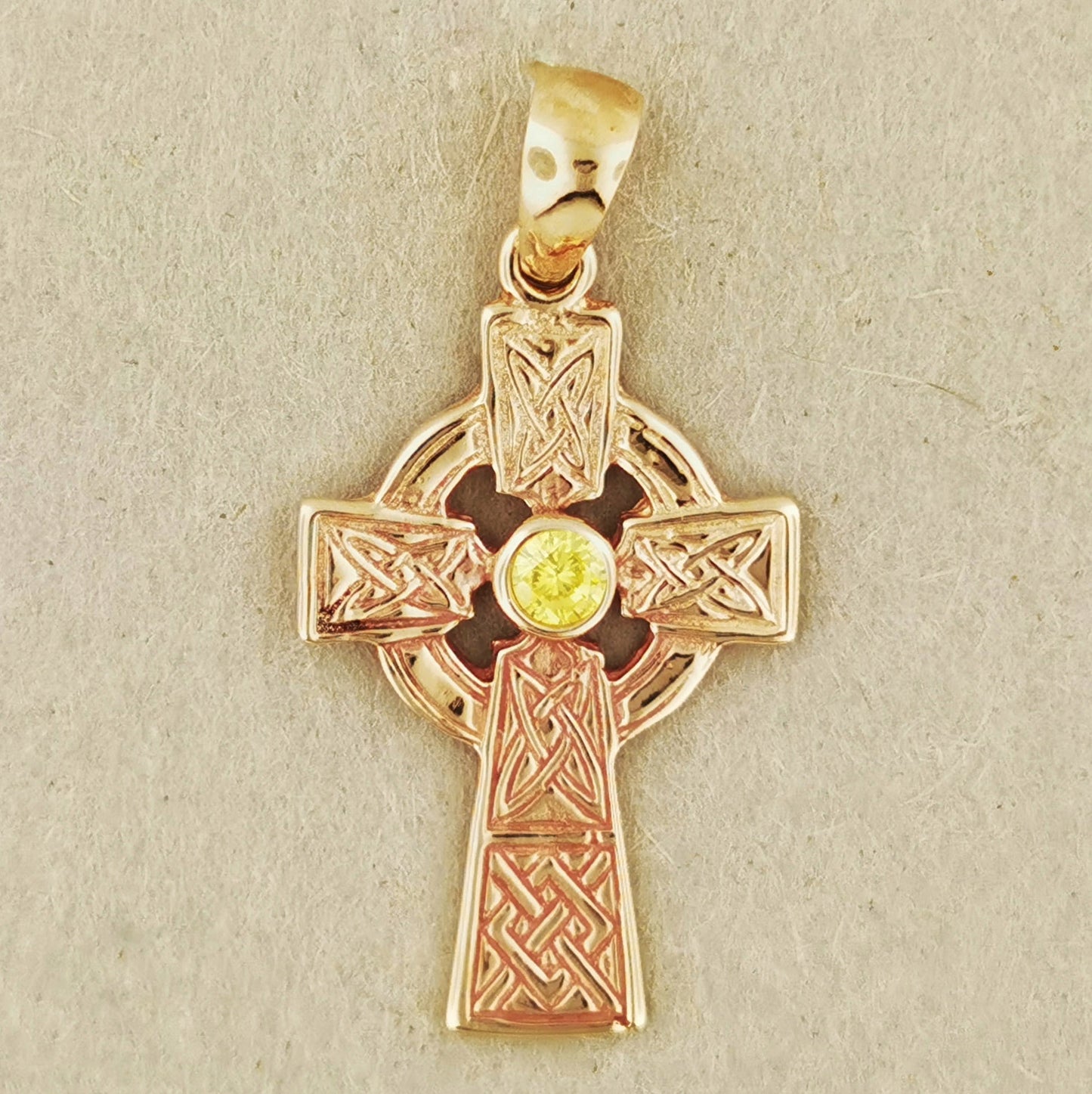 Medium Celtic Cross Pendant with Gemstone in Sterling Silver or Antique Bronze - Le Dragon Argenté