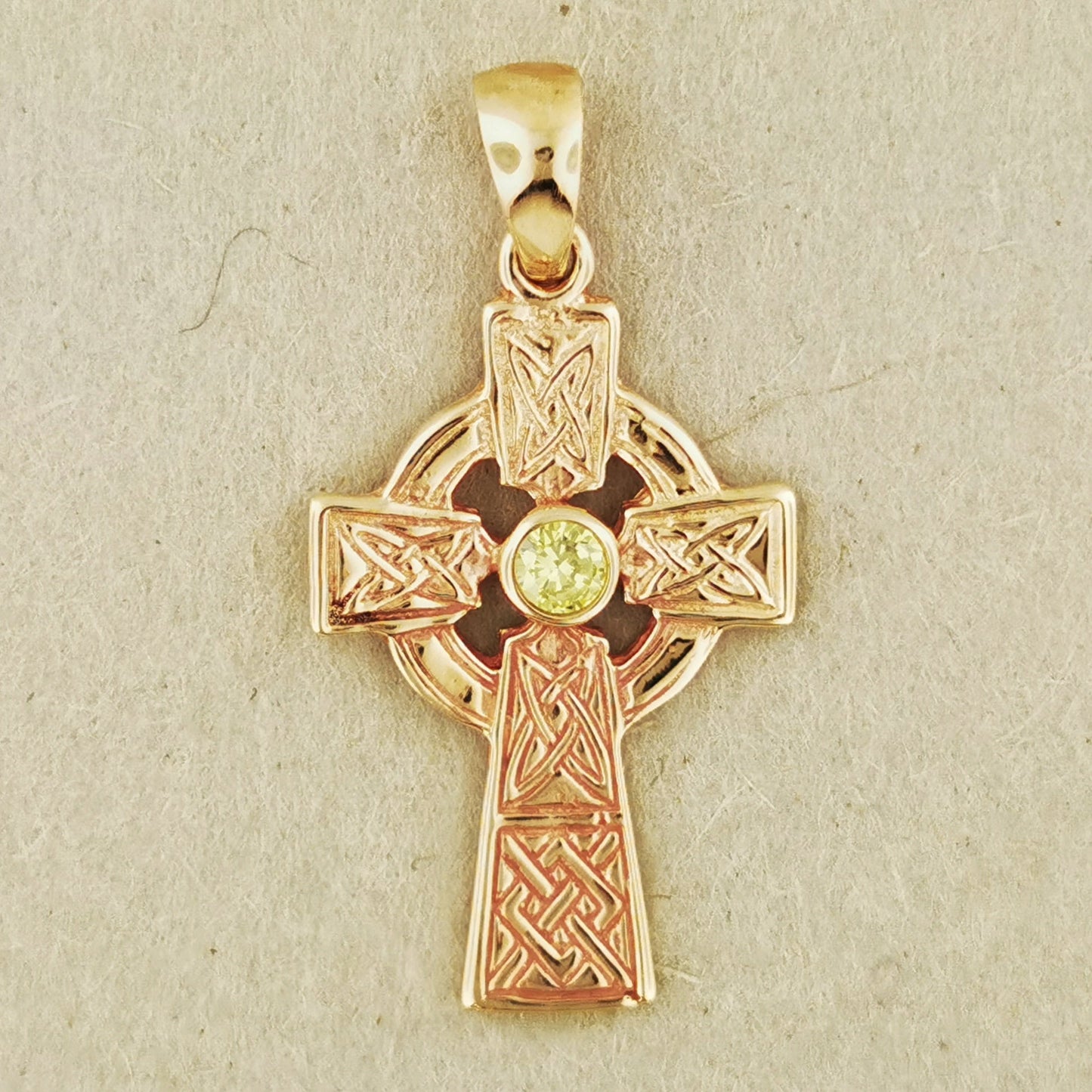 Medium Celtic Cross Pendant with Gemstone in Sterling Silver or Antique Bronze - Le Dragon Argenté