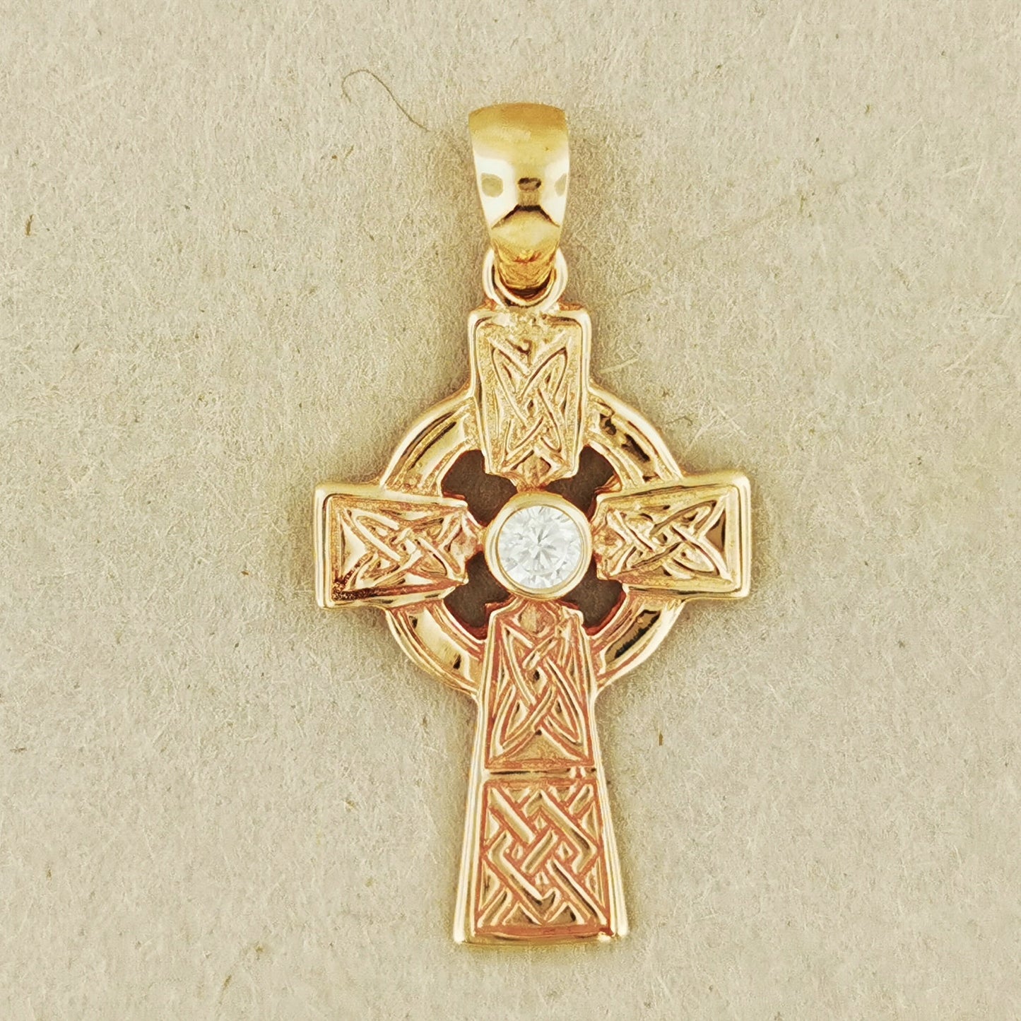 Medium Celtic Cross Pendant with Gemstone in Sterling Silver or Antique Bronze - Le Dragon Argenté