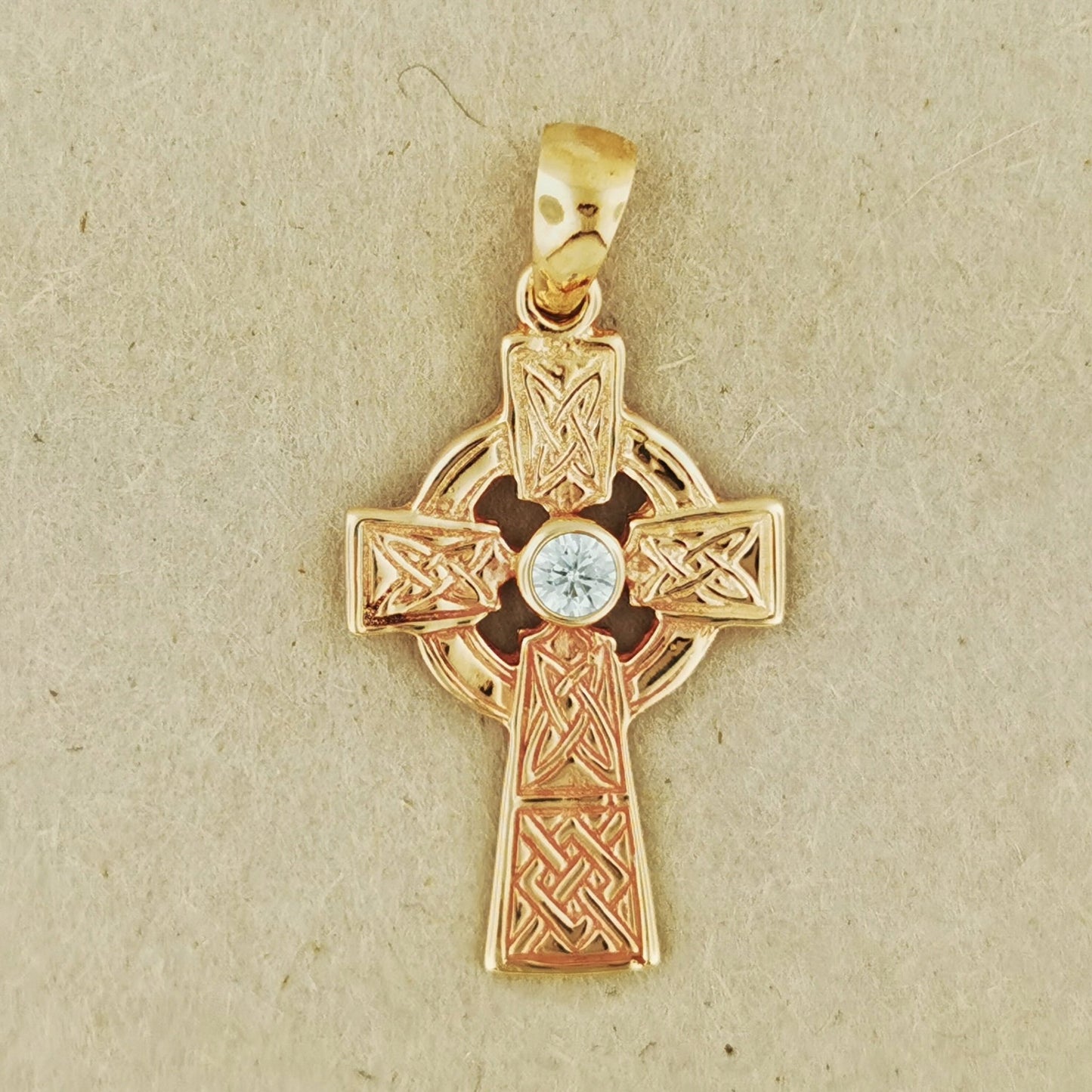 Medium Celtic Cross Pendant with Gemstone in Sterling Silver or Antique Bronze - Le Dragon Argenté