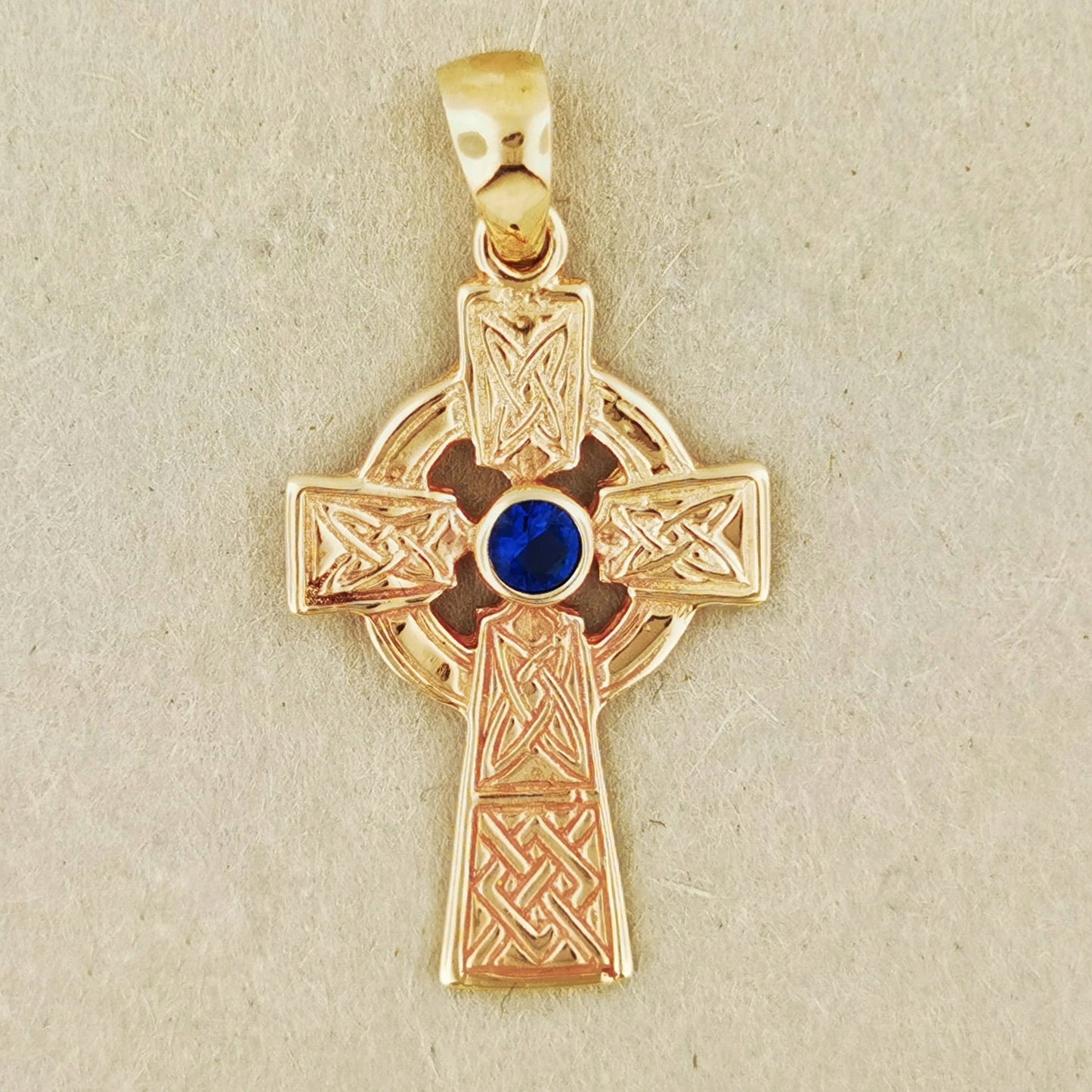 Medium Celtic Cross Pendant with Gemstone in Sterling Silver or Antique Bronze - Le Dragon Argenté