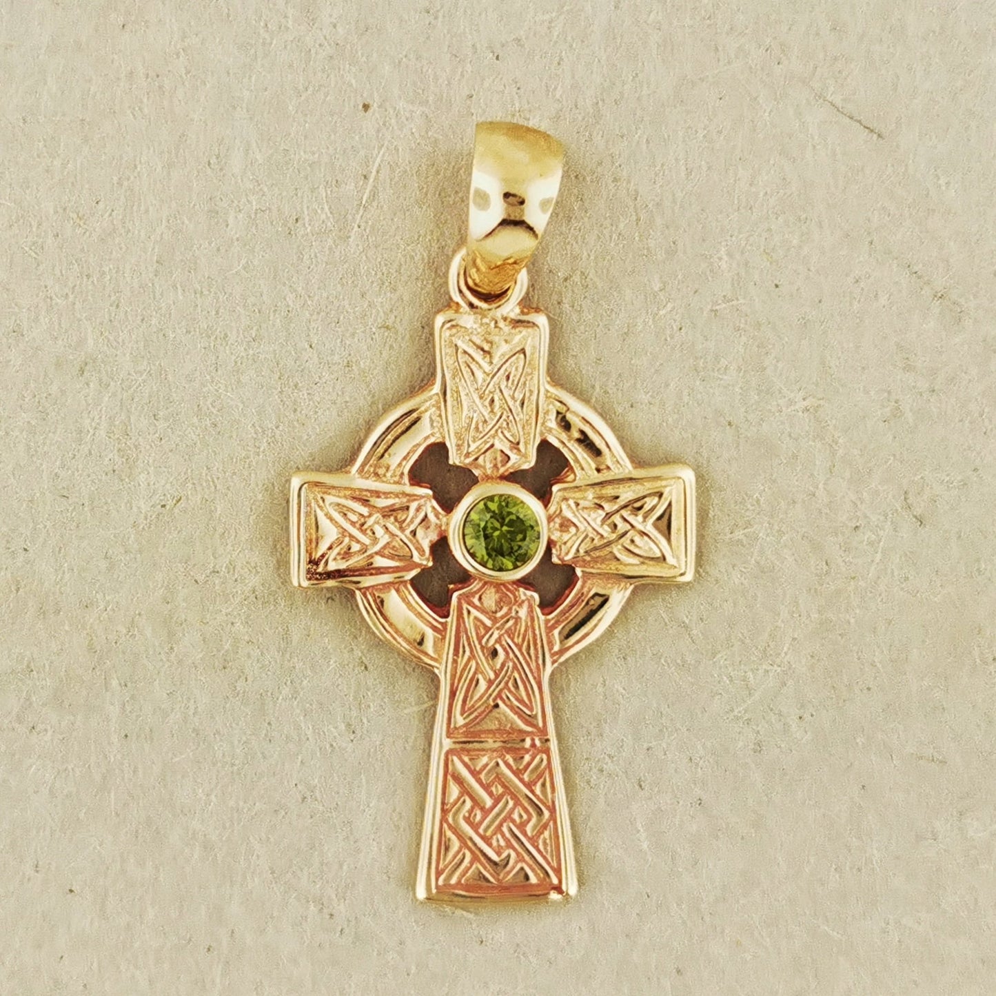 Medium Celtic Cross Pendant with Gemstone in Sterling Silver or Antique Bronze - Le Dragon Argenté