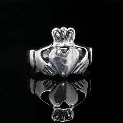 Medium Claddagh Ring in Sterling Silver or Antique Bronze - Le Dragon Argenté