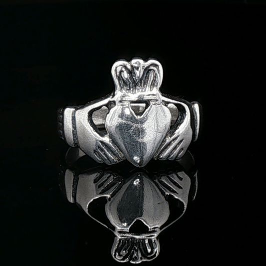 Medium Claddagh Ring in Sterling Silver or Antique Bronze - Le Dragon Argenté