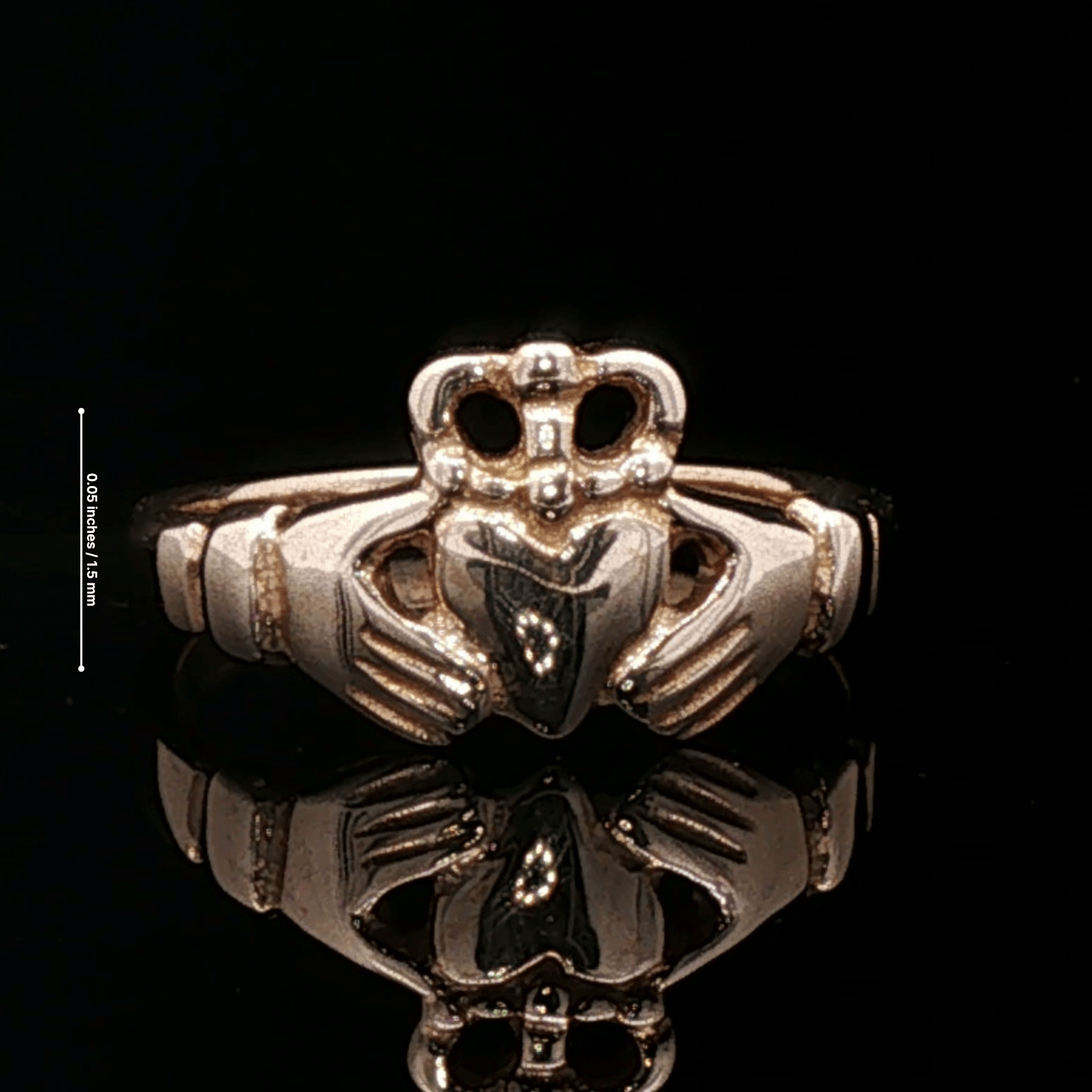 Medium Curled Crown Claddagh Ring in Sterling Silver or Antique Bronze - Le Dragon Argenté