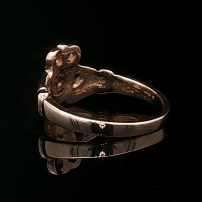 Medium Curled Crown Claddagh Ring in Sterling Silver or Antique Bronze - Le Dragon Argenté