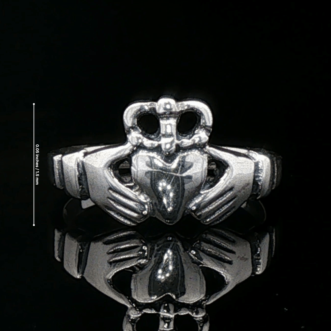 Medium Curled Crown Claddagh Ring in Sterling Silver or Antique Bronze - Le Dragon Argenté