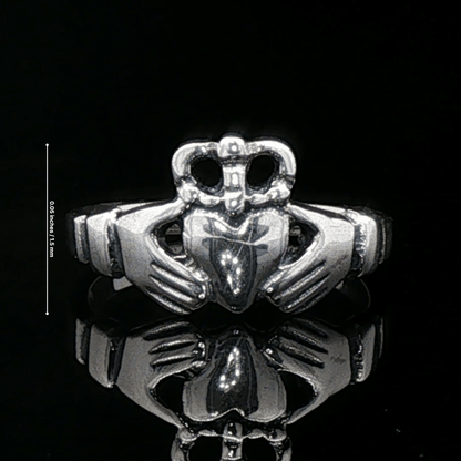 Medium Curled Crown Claddagh Ring in Sterling Silver or Antique Bronze - Le Dragon Argenté