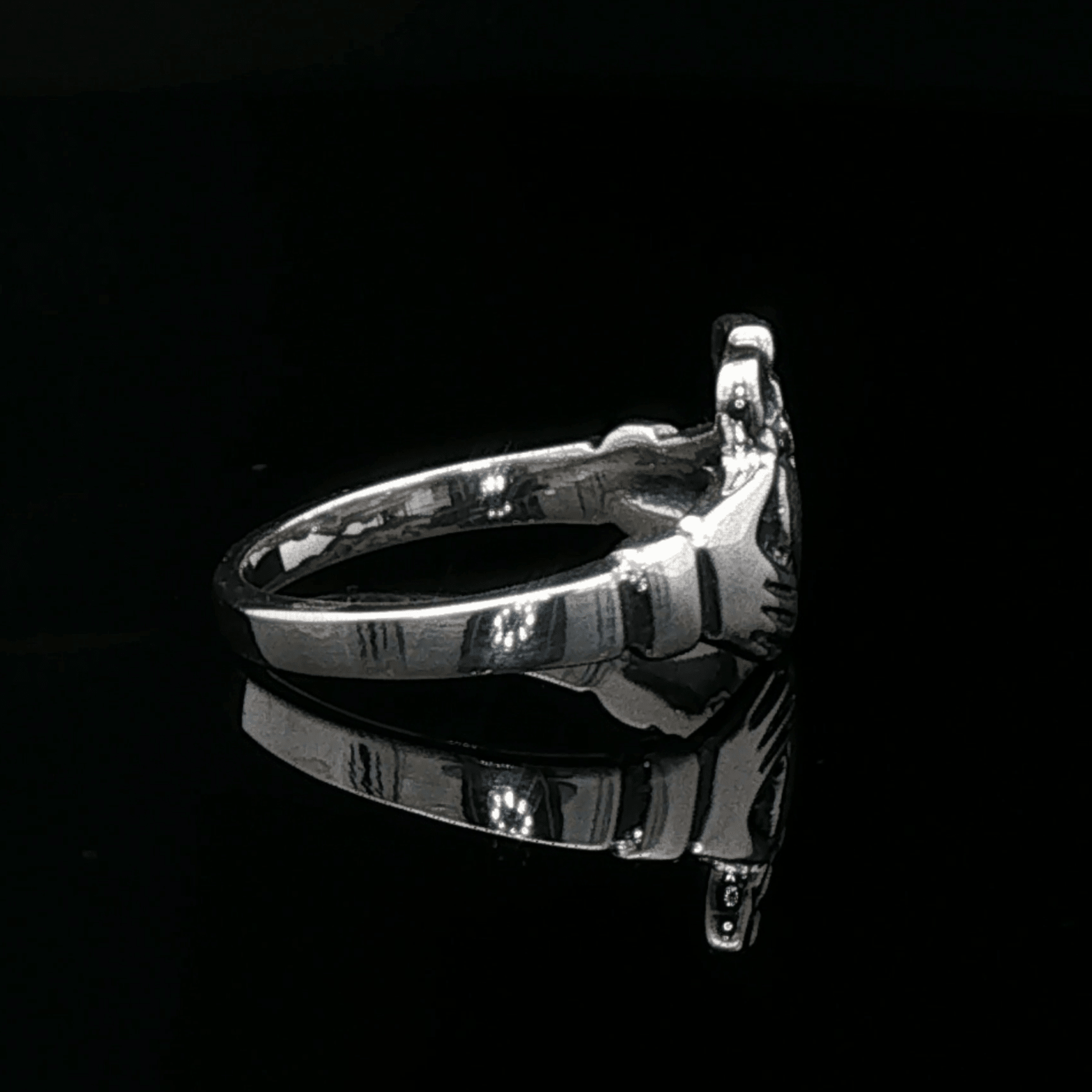 Medium Curled Crown Claddagh Ring in Sterling Silver or Antique Bronze - Le Dragon Argenté