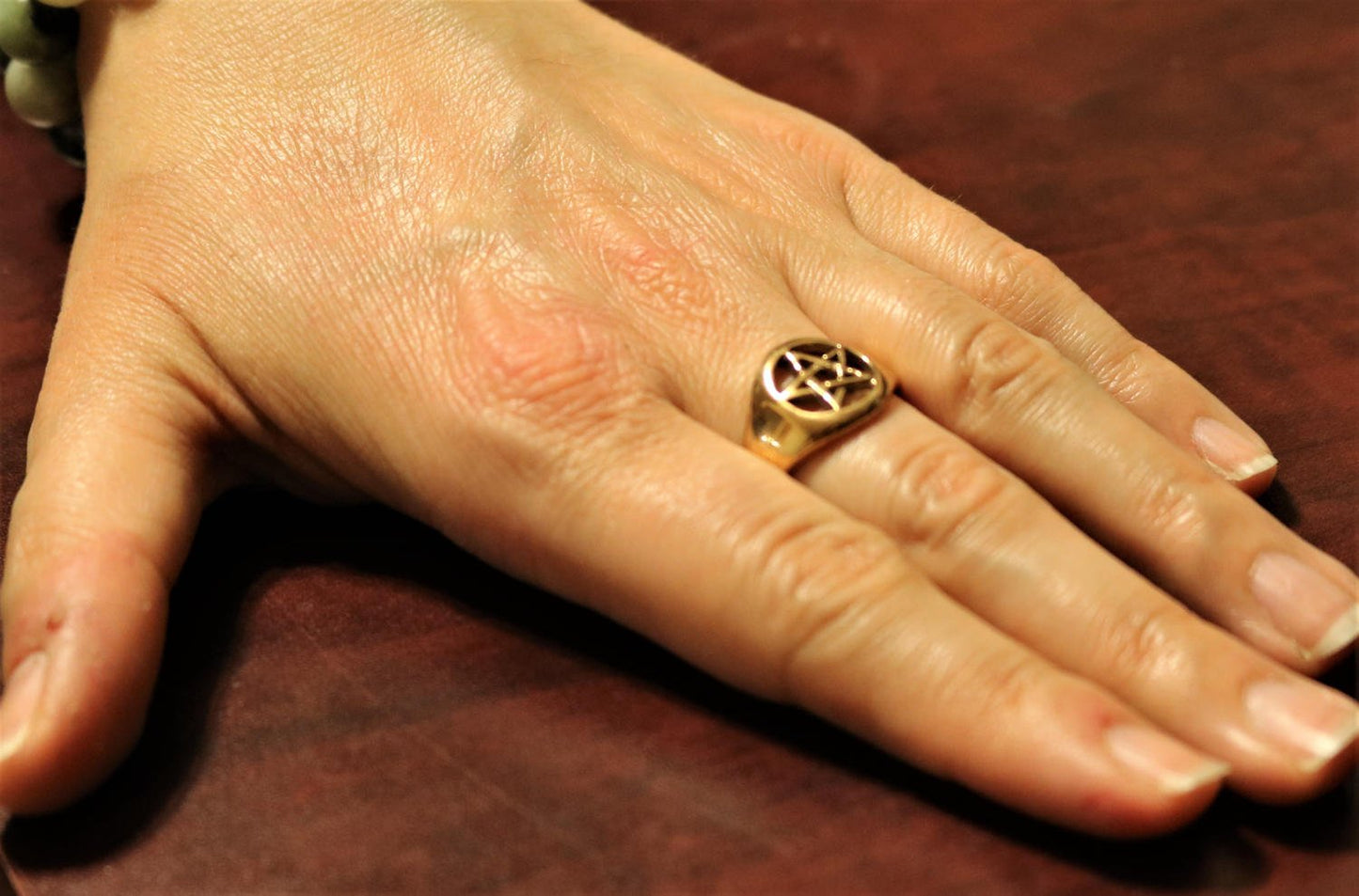 Medium Pentacle Ring in Sterling Silver or Antique Bronze - Le Dragon Argenté