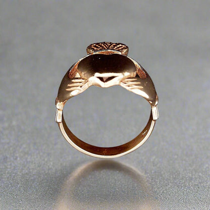 Mens Large Claddagh Ring in Sterling Silver or Antique Bronze - Le Dragon Argenté