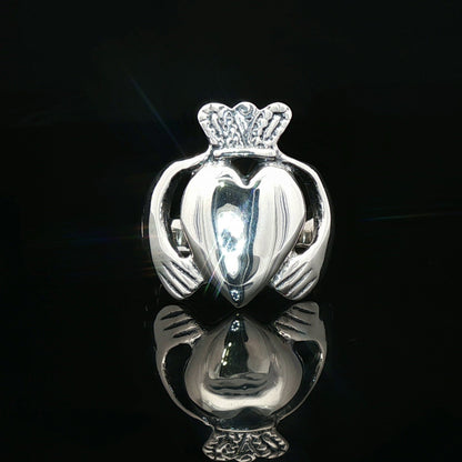 Mens Large Claddagh Ring in Sterling Silver - Le Dragon Argenté