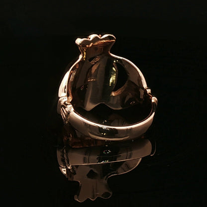 Mens Large Claddagh Ring in Antique Bronze - Le Dragon Argenté