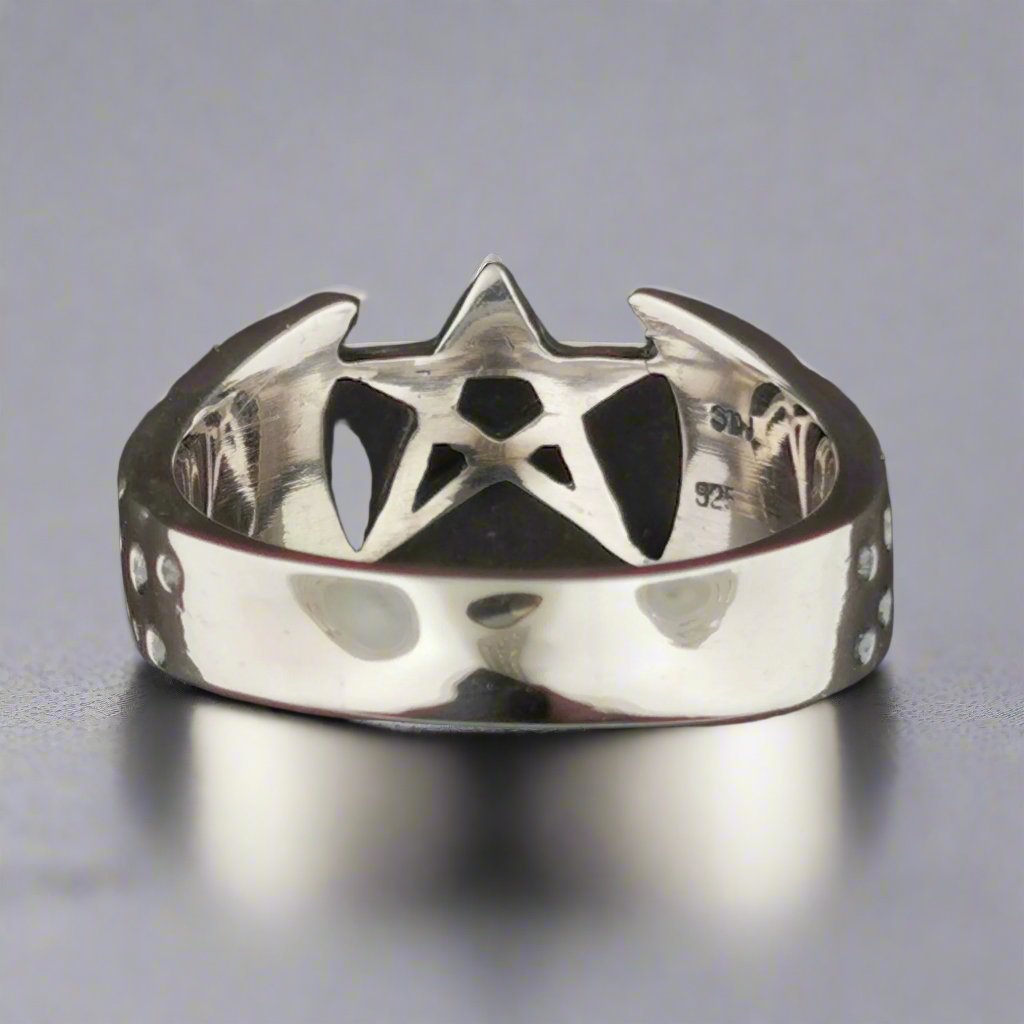 Mens Large Pentagram Ring in Sterling Silver or Antique Bronze - Le Dragon Argenté