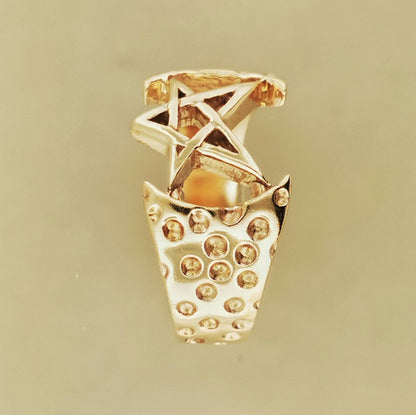 Mens Large Pentagram Ring in Sterling Silver or Antique Bronze - Le Dragon Argenté