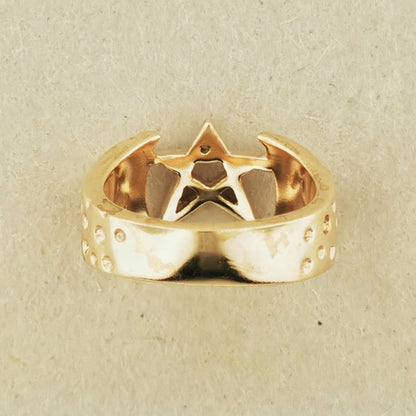 Mens Large Pentagram Ring in Sterling Silver or Antique Bronze - Le Dragon Argenté