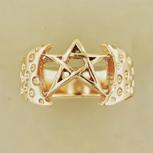 Mens Large Pentagram Ring in Sterling Silver or Antique Bronze - Le Dragon Argenté