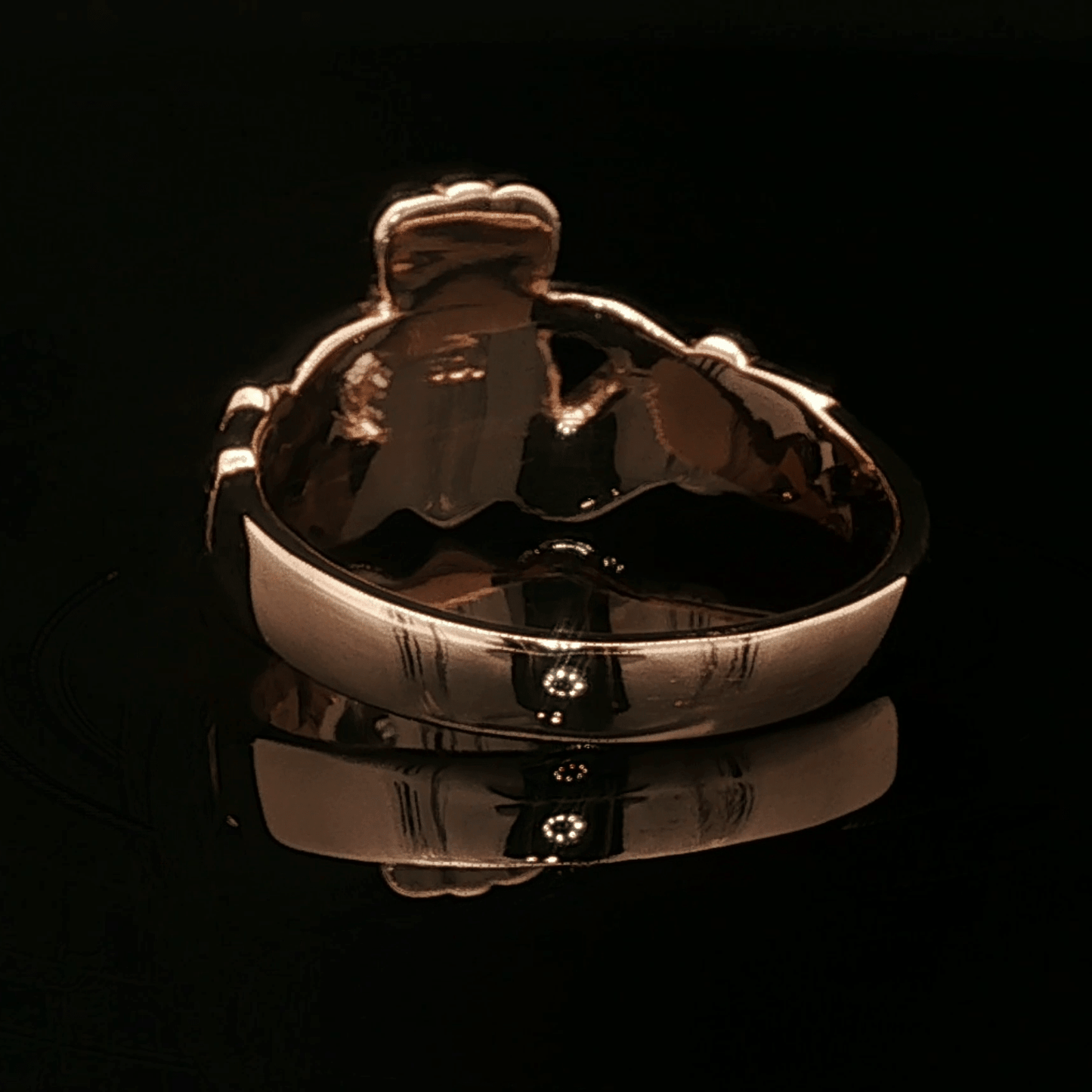 Mens Thick Claddagh Ring in Antique Bronze - Le Dragon Argenté