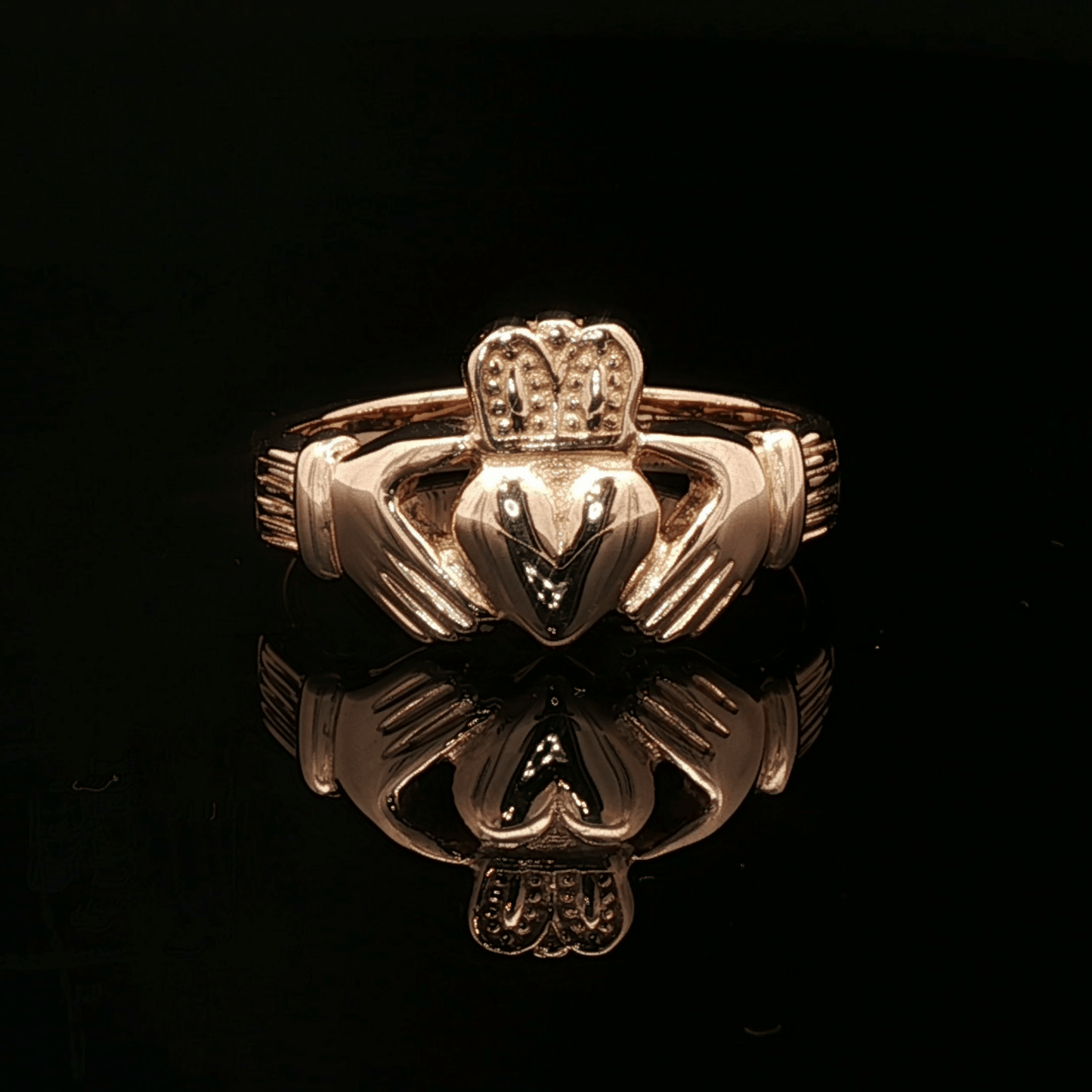 Mens Thick Claddagh Ring in Antique Bronze - Le Dragon Argenté