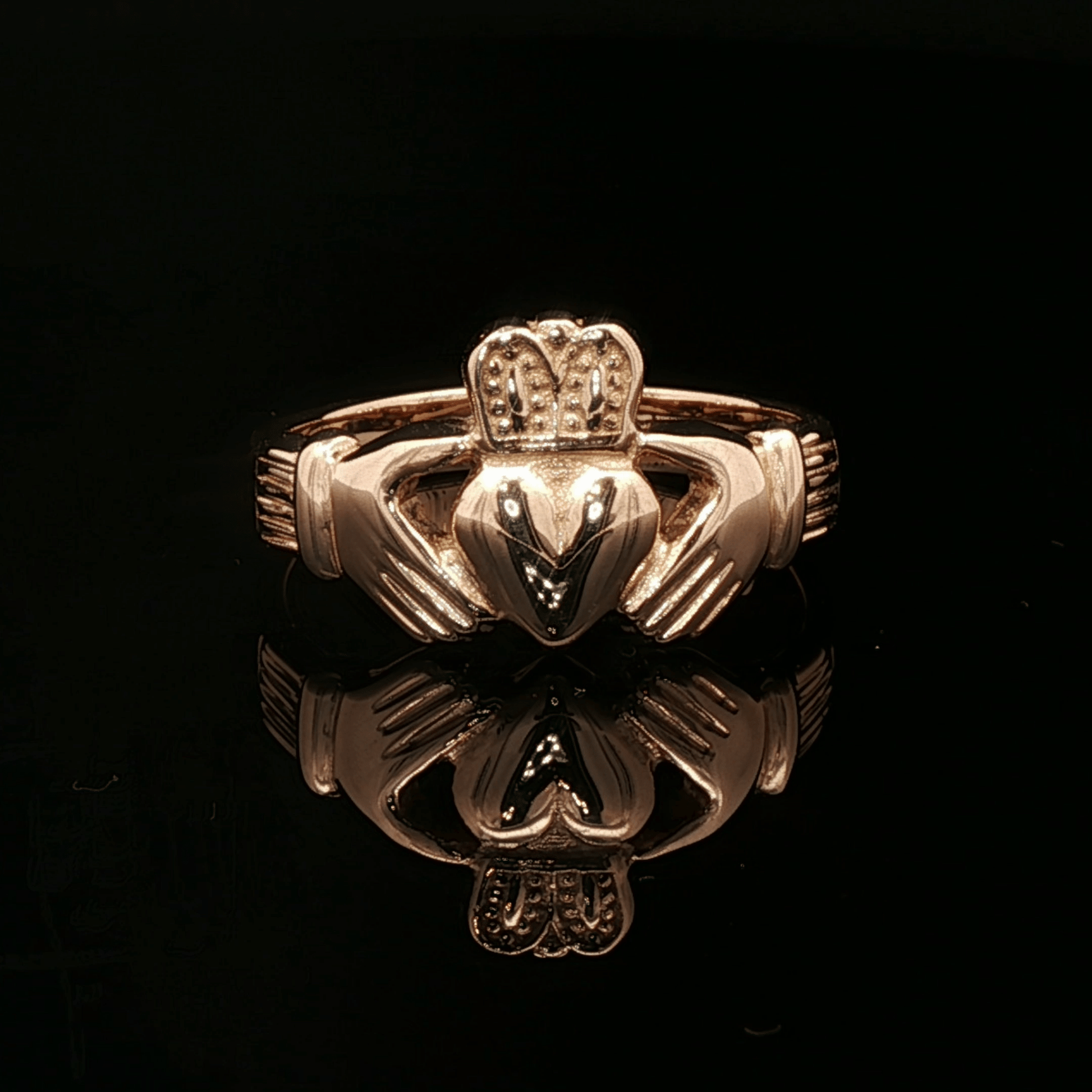 Mens Thick Claddagh Ring in Antique Bronze - Le Dragon Argenté