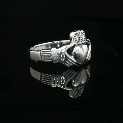 Mens Thick Claddagh Ring in Sterling Silver - Le Dragon Argenté