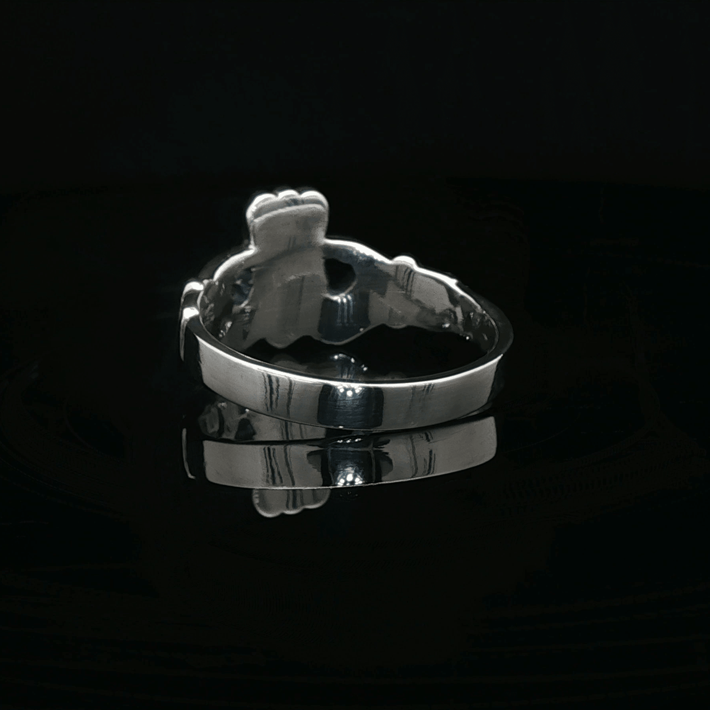 Mens Thick Claddagh Ring in Sterling Silver - Le Dragon Argenté